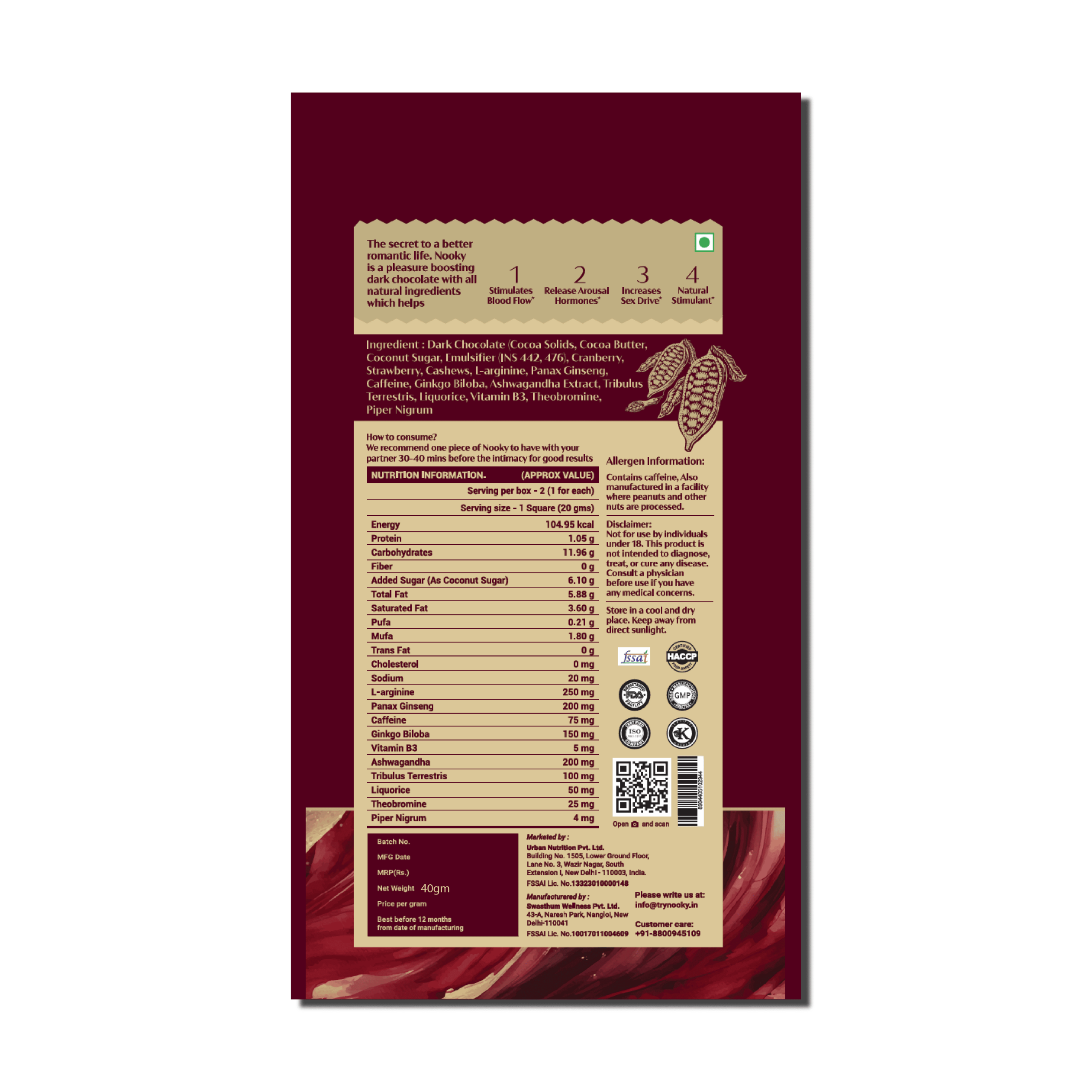 Nooky Intimacy Chocolate in Nepal | Couple Chocolates Ingredients - Nooky Intimacy Chocolate in Nepal